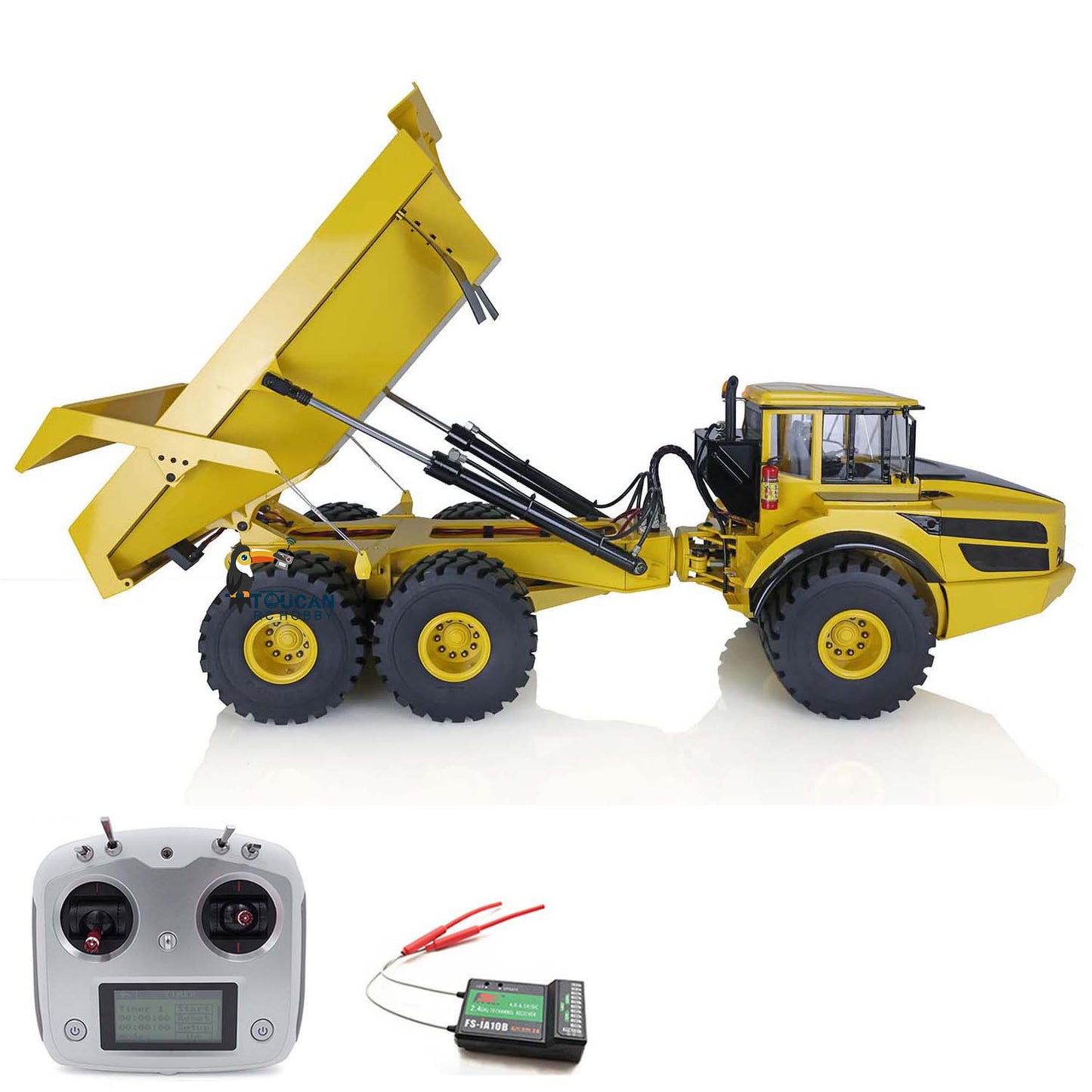 1/14 XDRC 6*6 Metal RC Hydraulic Articulated Truck Remote Control Dumper PNP DIY Hobby Model Motor ESC Light Sound