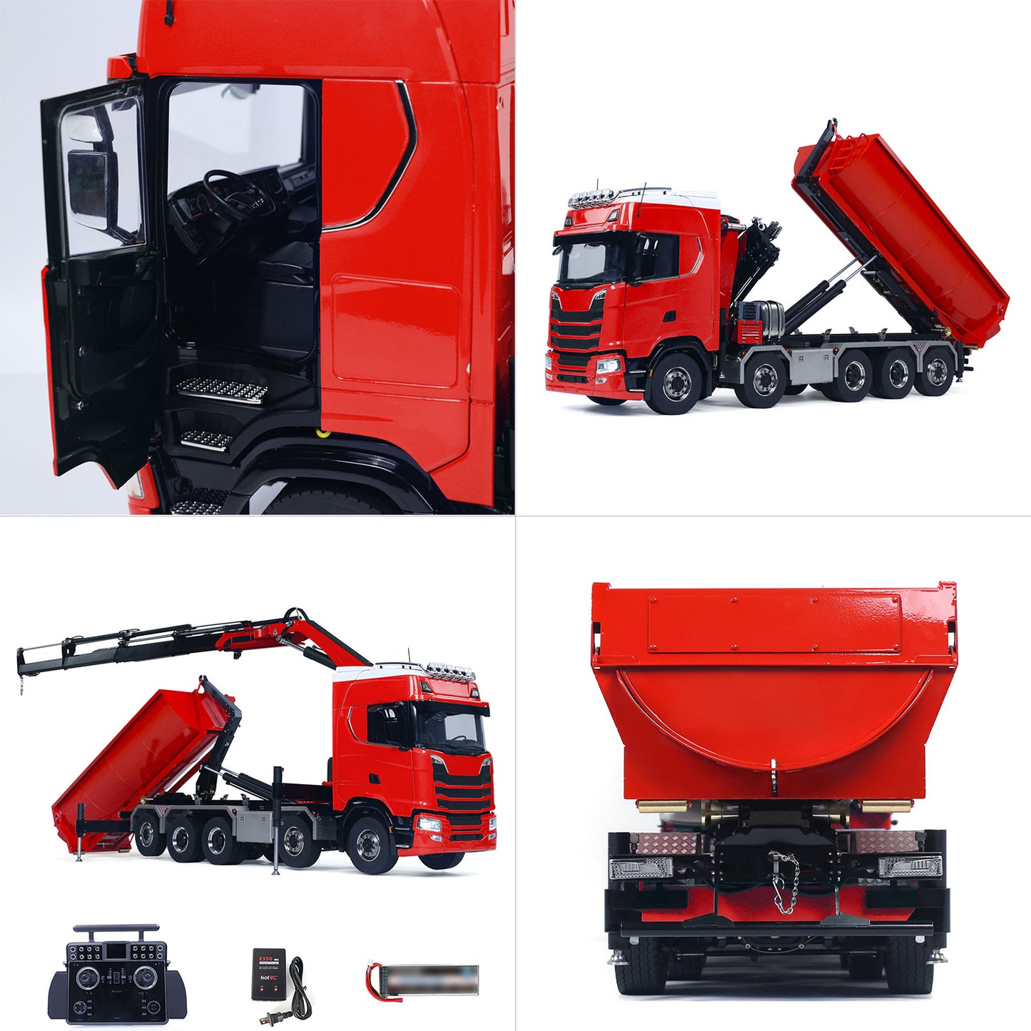 1/14 RC Roll On Off Tipper 770S Radio Controlled 10x10 Hydraulic Crane Dump Truck Wheel-Side Reduction Axle Differential Lock