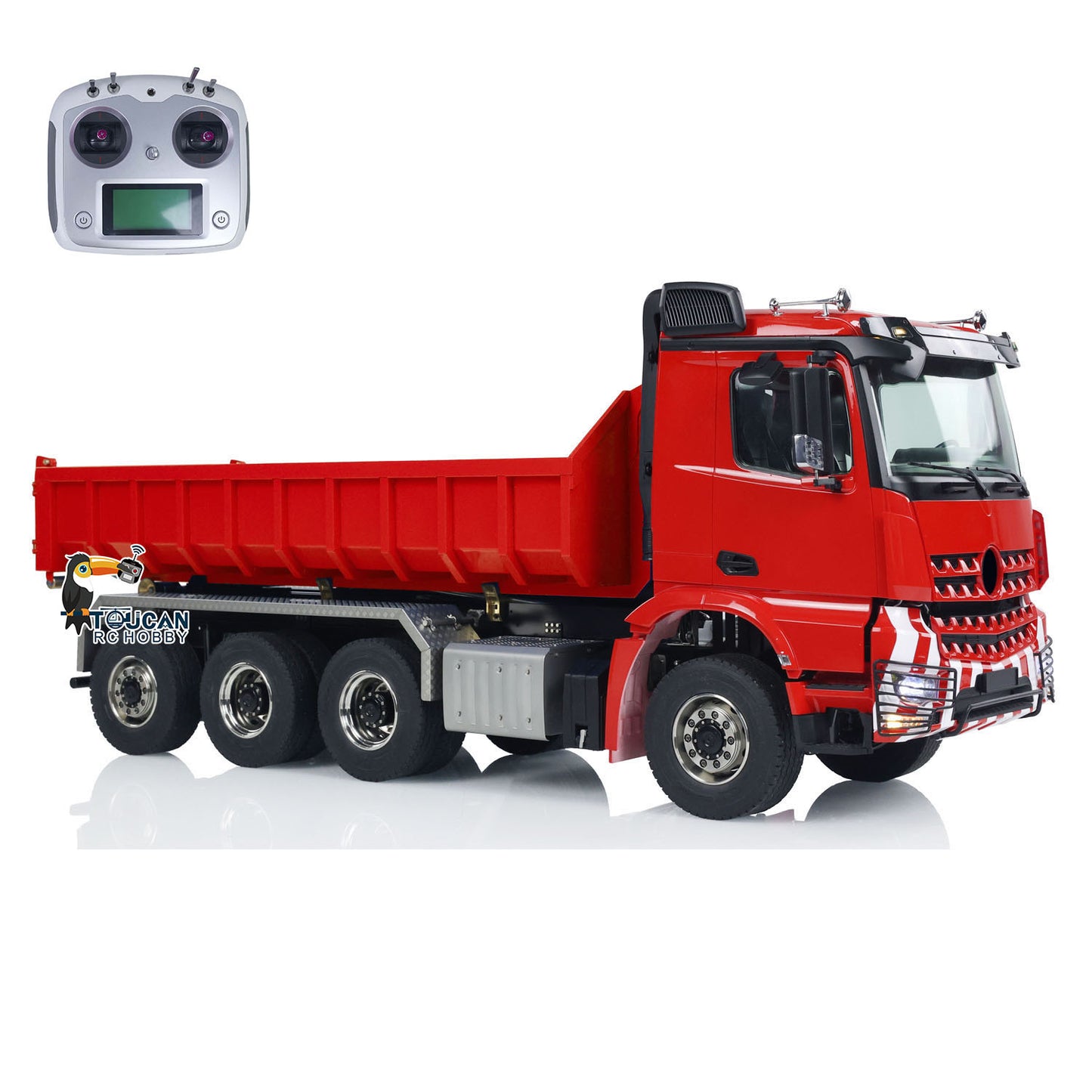 1/14 8x8 RC Hydraulic Full-dump Truck Metal Roll On Dumper Car with Standard Bucket Simulation Model Light Sound FlySky I6S