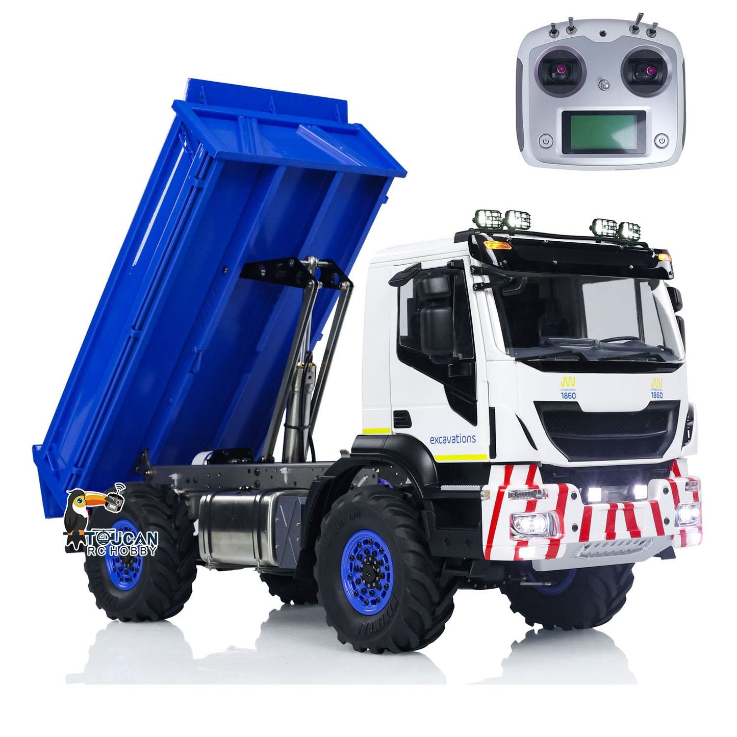 4*4 Metal 1/14 RC Hydraulic Dumper Truck Snow Blade Remote Control Tipper Cars Sound Light LED ESC Servo Assembled and Painted