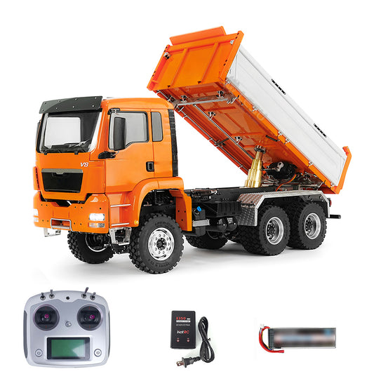 LESU TGS 1/14 RC Hydraulic Dump Truck 6x6 Metal Remote Control Dumper Car Model Three-Way Dumping Emulated Tipper Hobby Models