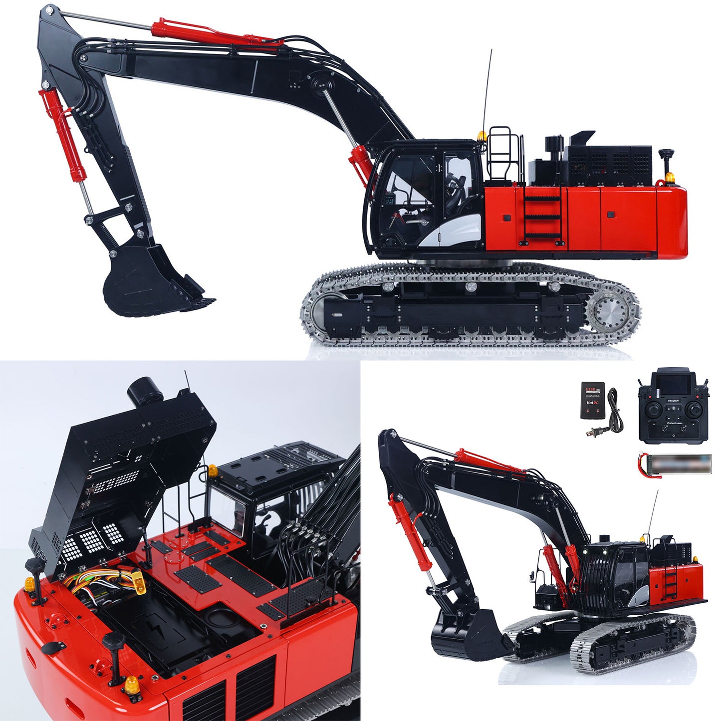 LESU 1/14 Remote Control Hydraulic Excavator Aoue ZX490 RTR CNC Metal RC Digger Car 6CH Valve Constraction Machine Light Sound Paladin PL18EV Lite