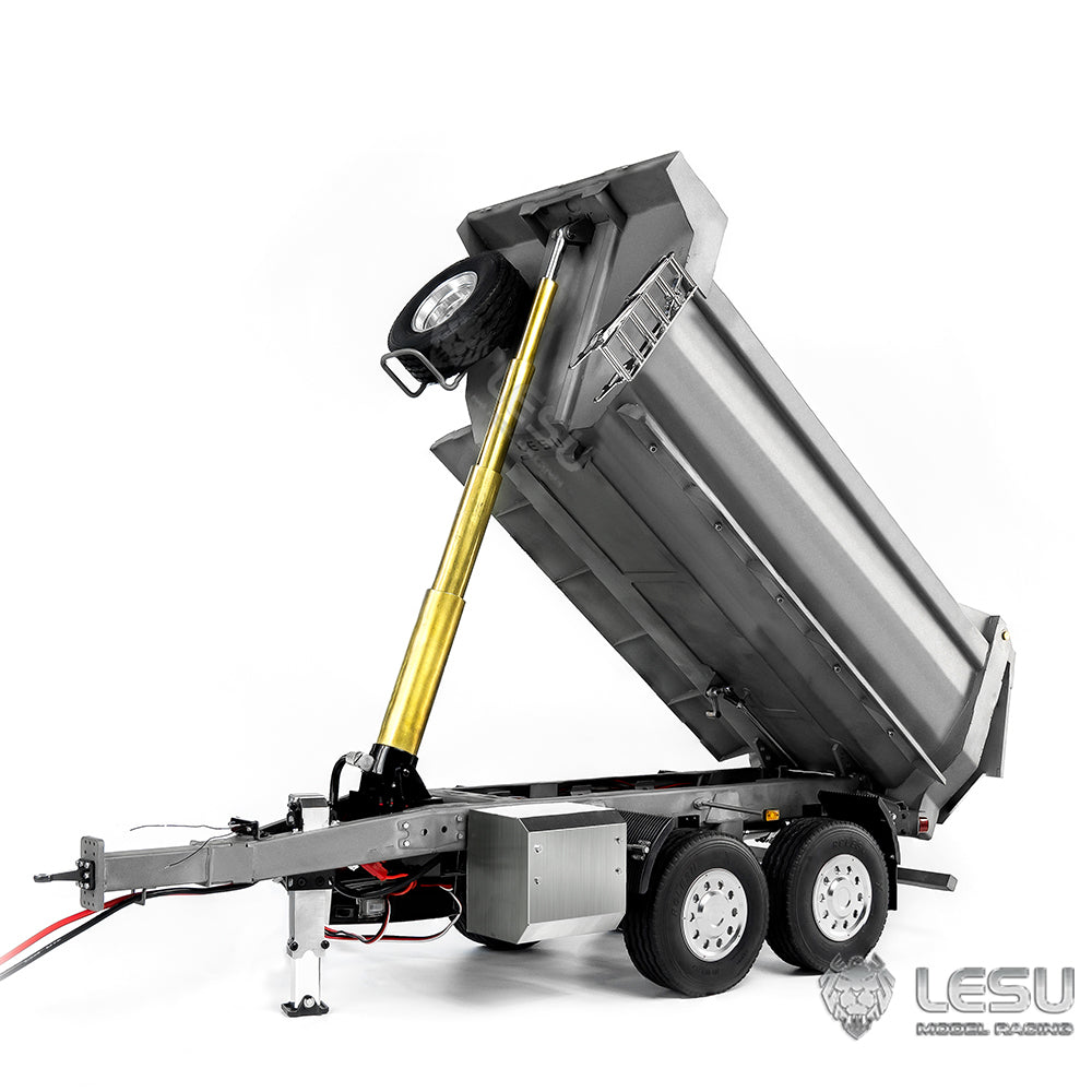 LESU 2-Axle Metal 1/14 RC Hydraulic Full Trailer Remote Control Self-dumping Truck Model DIY Car Optional Versions KIT