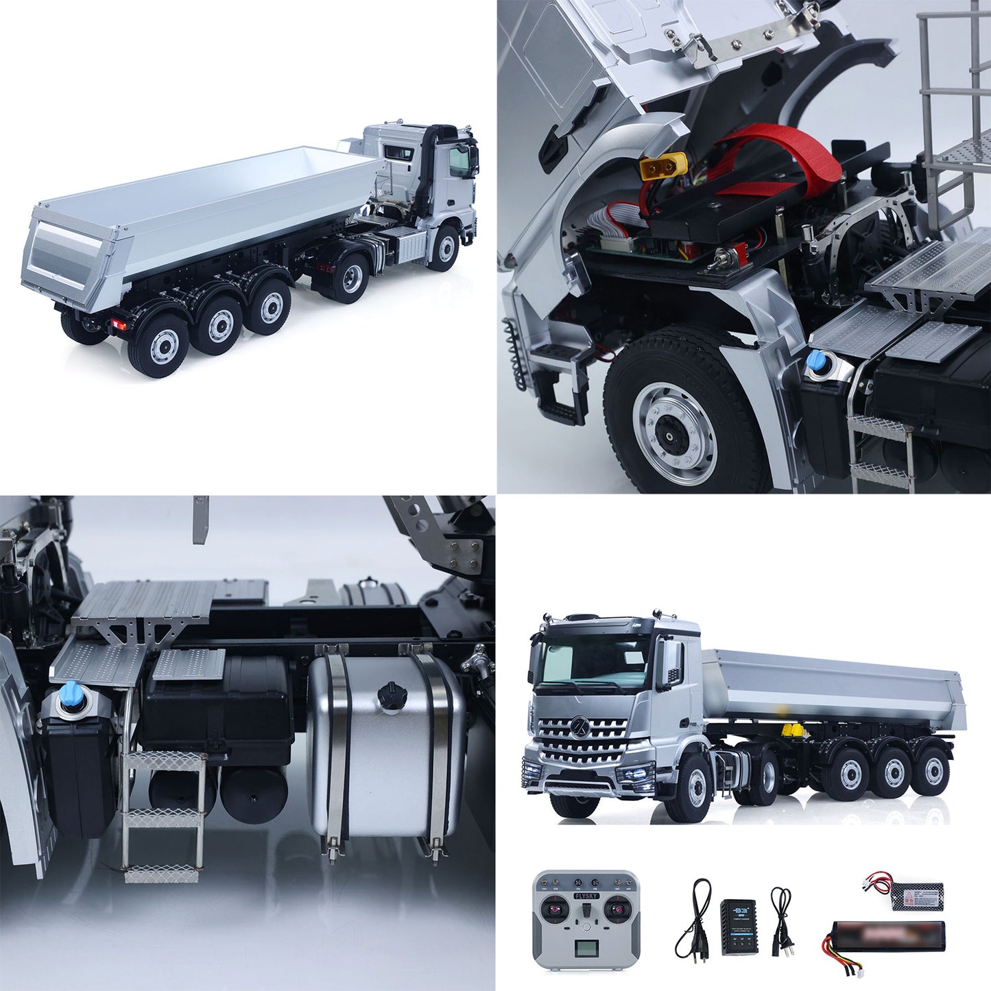 US STOCK Kabolite RTR Car 1/14 4X4 RC Tractor Truck 3Axles Electric Lifting Dump Trialer
