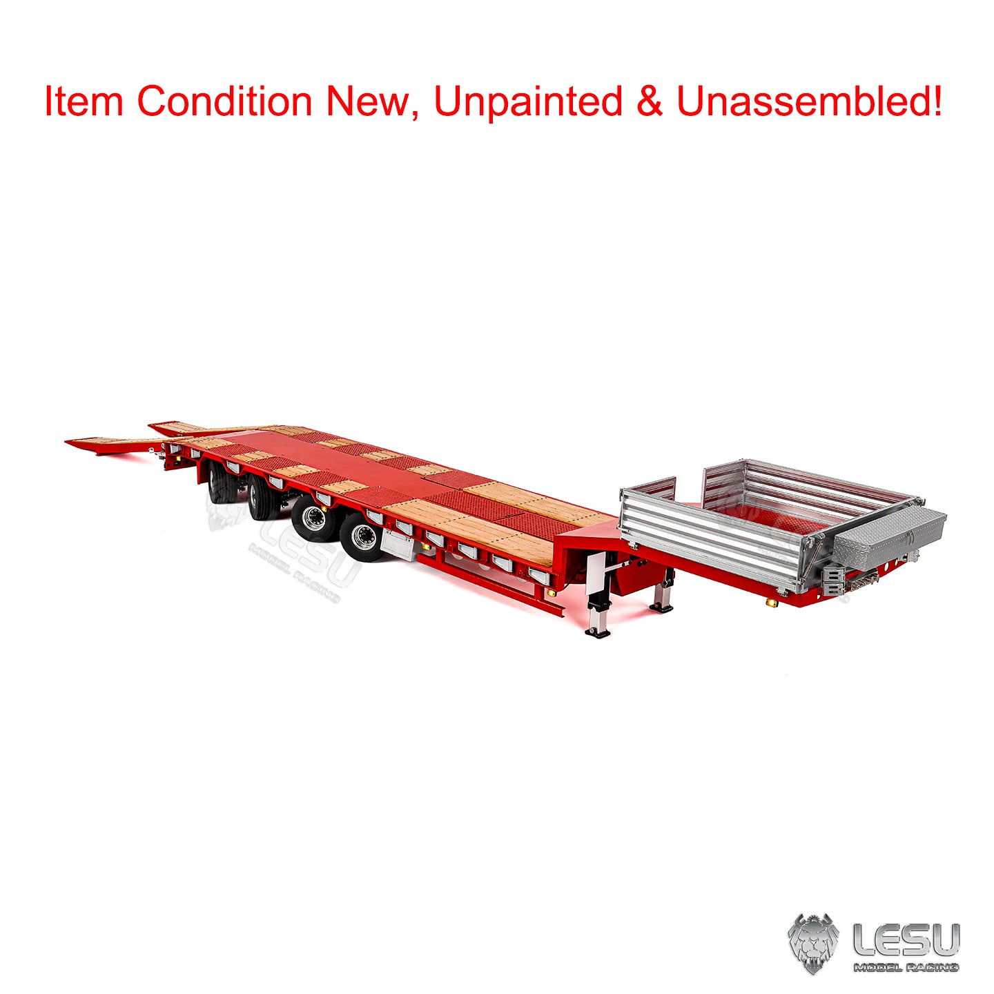 LESU Metal 1/14 RC Trailer A0054 Hydraulic Lifting Tailboard 4 Axles Steering Available for DIY RC Tractor Truck Lorry Car Model
