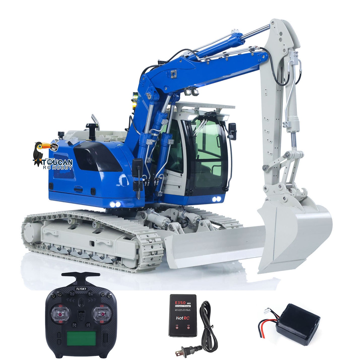 CUT Model 1/14 RC Hydraulic Excavator 914 5CH Valve Metal Remote Control Digger Warning Light Flysky ST8 Radio Sound System