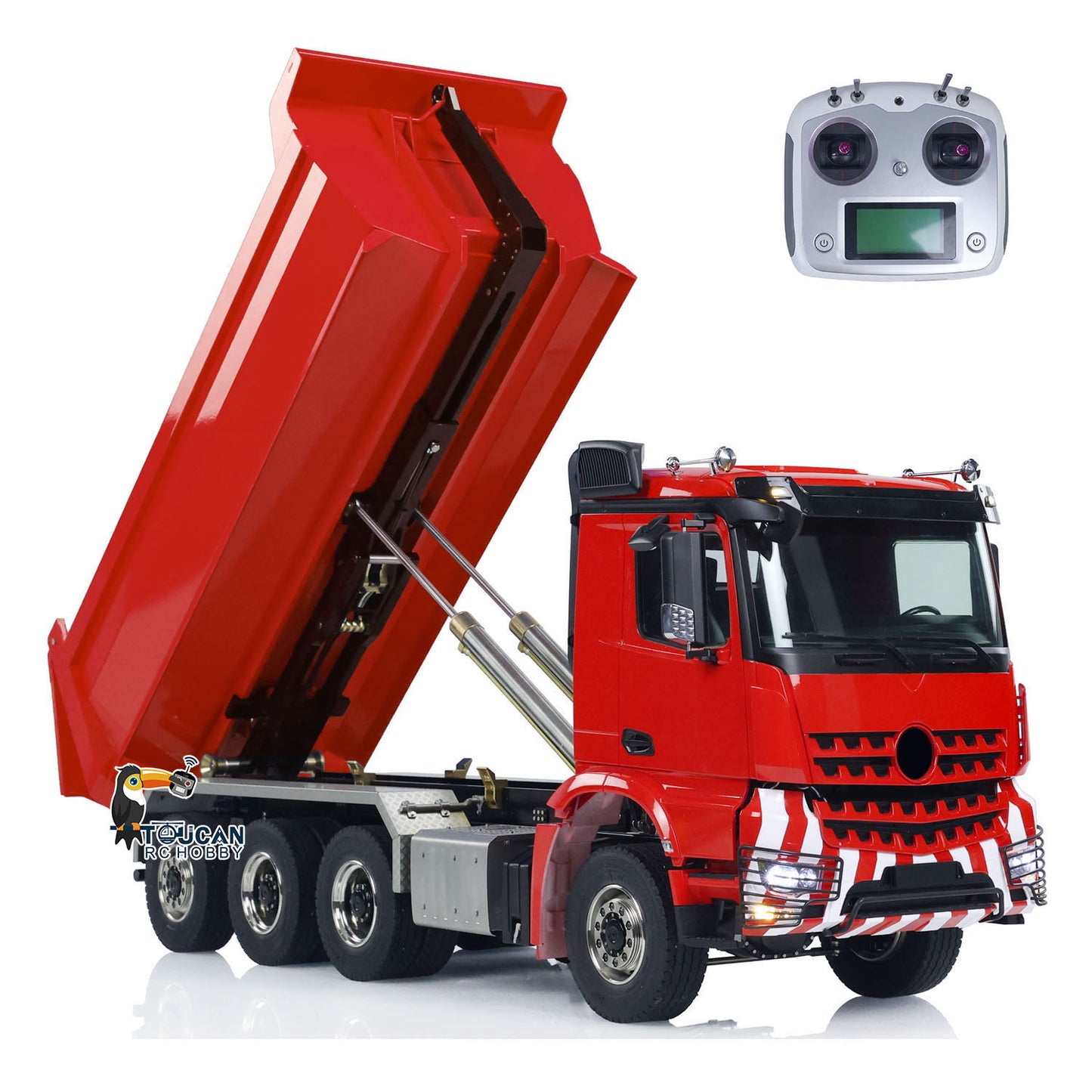 1/14 8*8 Hydraulic RC Full Dump Truck Radio Control Tipper Car with U-shaped High Bucket 3-speed Light Sound System