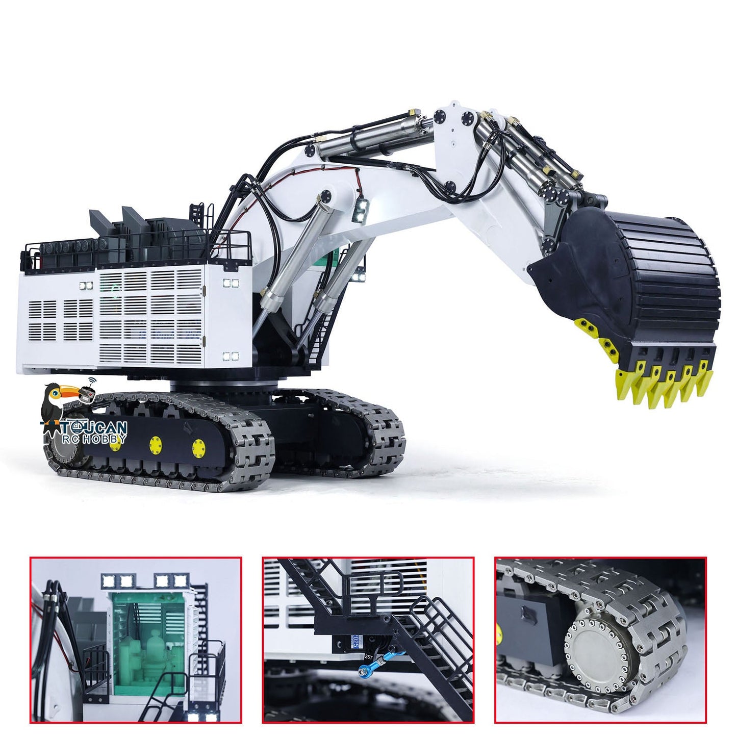 Metal 1/25 R9800 RC Hydraulic Equipment Excavator Heavy Duty Remote Control Diggers Double Pump Hobby Models PNP RTR