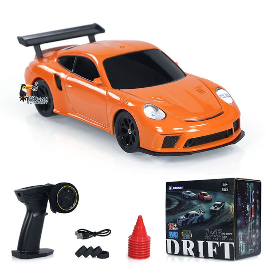 1:43 4WD RC Drift Race Car Remote Control Vehicle Mini Toy Model Car Tyres Traffic Cones Painted and Assembled Ready to Run