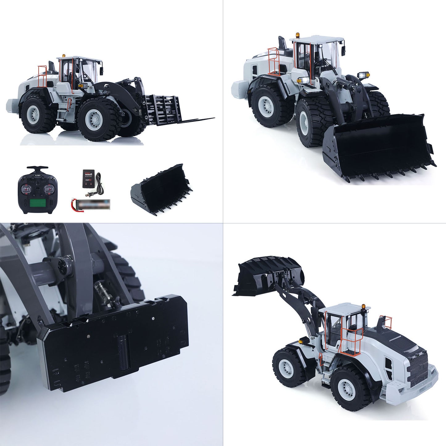 MTRC 1/14 RC Hydraulic Loader E260L Metal Radio Controlled Construction Vehicles Flysky ST8 Radio Brushless Motor LCD Screen Ready to Run