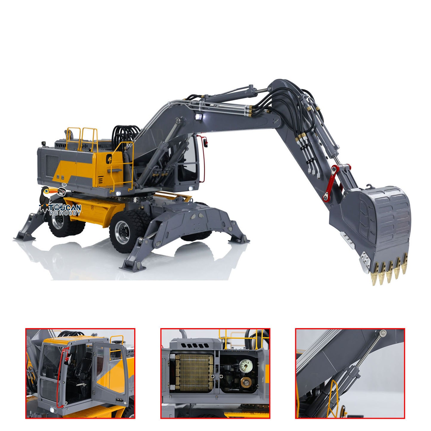 1/14 LESU RC Hydraulic Excavator Aoue ET30H Wheeled Digger Assembled and Painted Model Light System Pump Valve