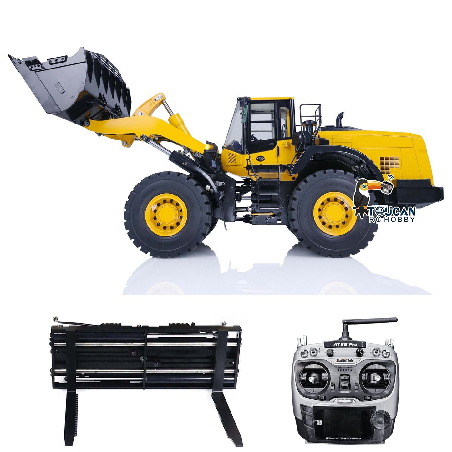 MTMODEL Metal WA480 1/14 RC Hydraulic Loader Remote Control Heavy Machine Construction Vehicles fork Bucke Tiltable Dozer Blade