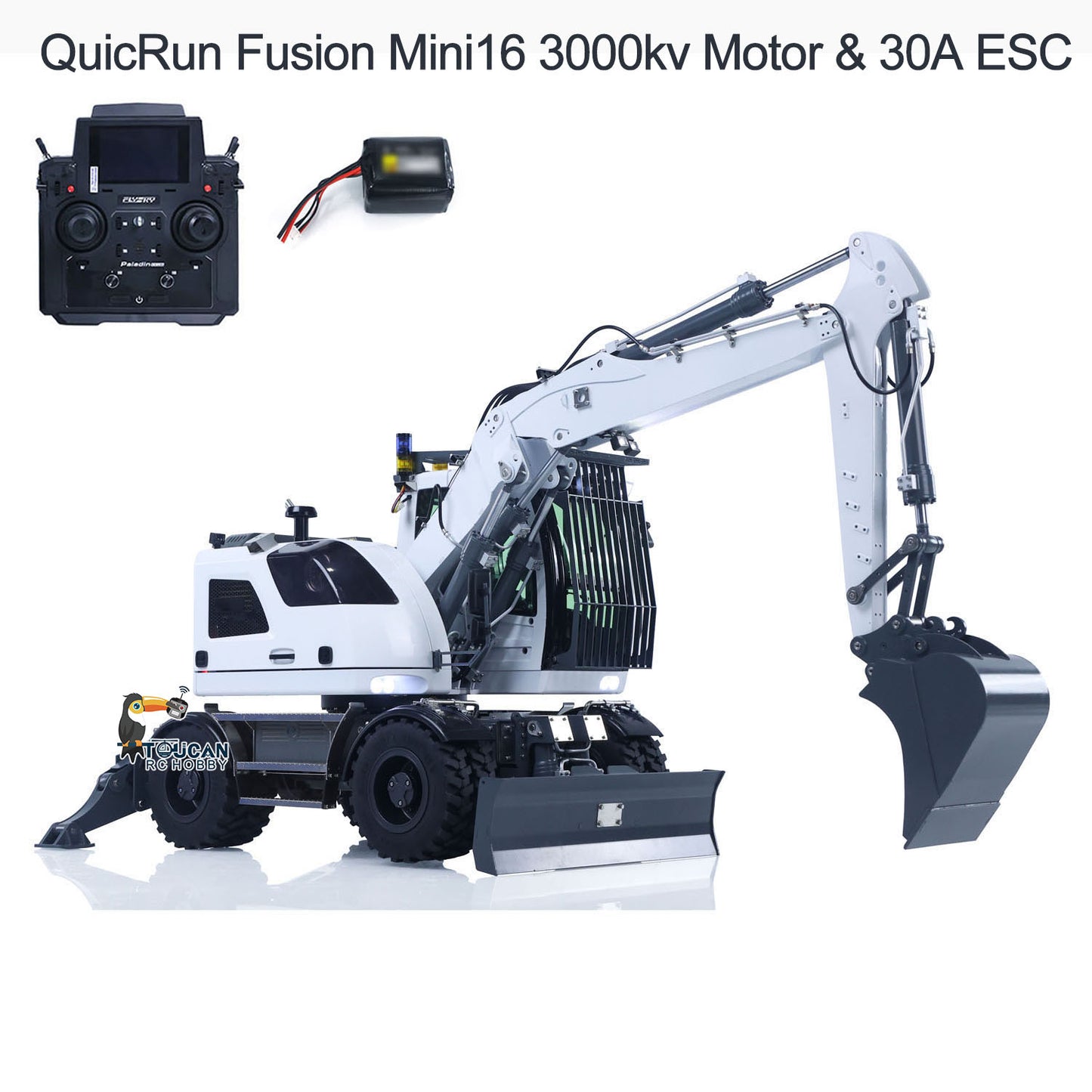 1:14 RC Hydraulic Wheeled Excavator LR914 8-ways Valve 4?¨¢4 Digger Engineering Vehicle RTR Axle Lock Upgrade Brushless Motor ESC