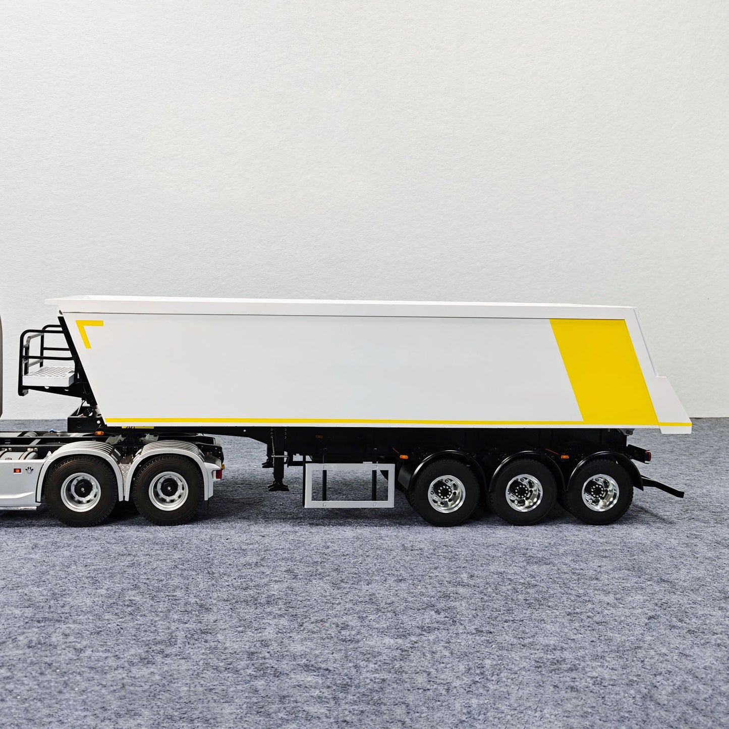 3 Axles Stainless Steel Hydraulic Semi Trailer W/ Supported Leg Light System for 1/14 DIY Tamiya Remote Control Tractor Truck