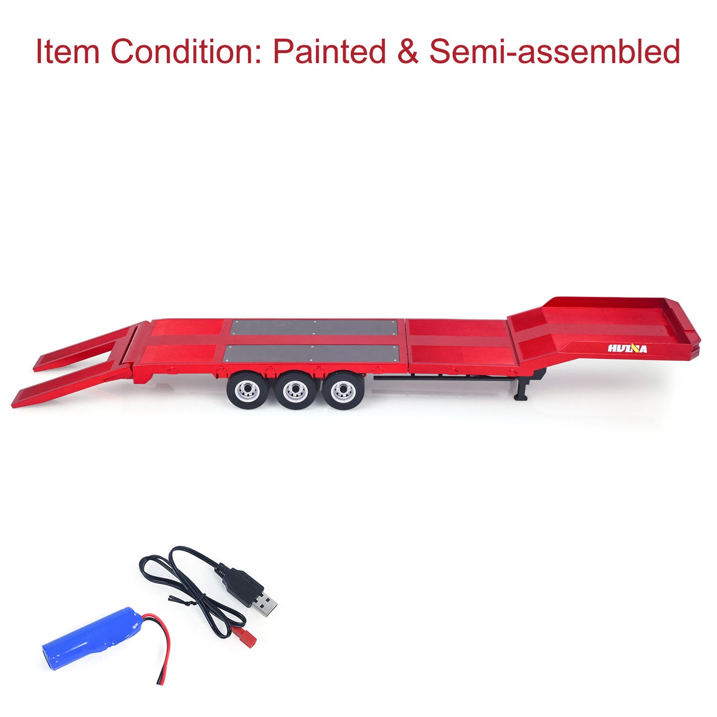 Fast Shipping 3 Axle Plastic Semi Trailer Flatbed 1502 for 1/18 Remote Control Tractor Truck HUINA 1501 RC Lorry Car Model Upgrade Parts