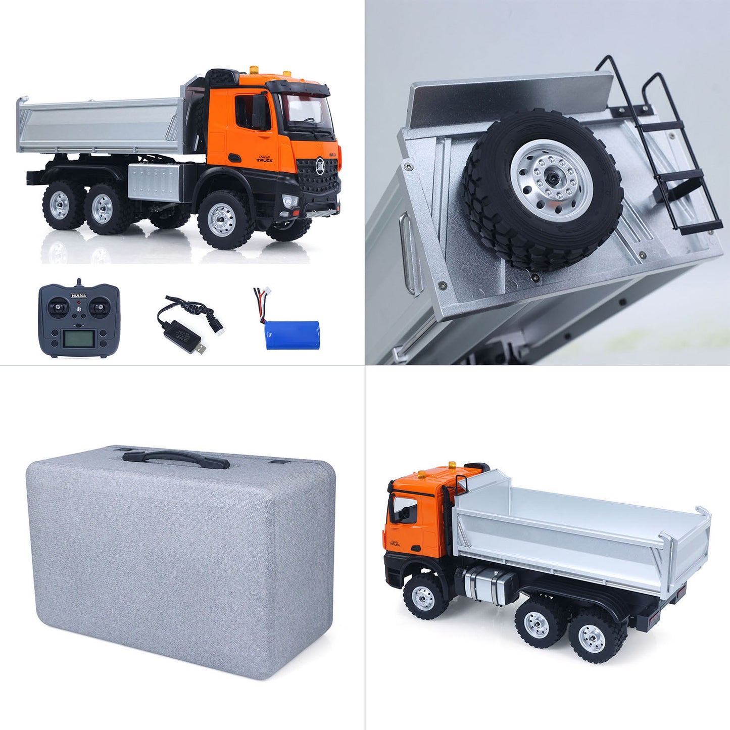 Fast Shipping 1/14 HUINA 1598 2.4G Remote Control Dumper 6X6 Engineering Transport Vehicle Lifting Rod Tipper Car Light Sound Battery Toys