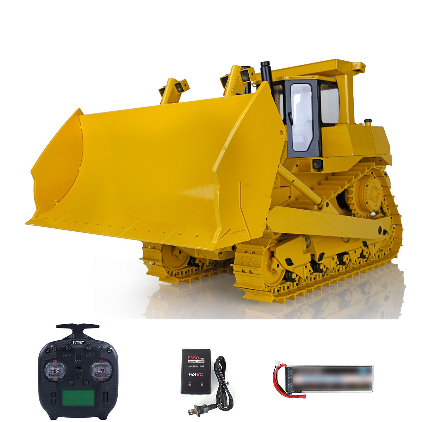 US STOCK Metal 1/14 RC Bulldozer Hydraulic DXR2 Remote Control D10T Tracked Dozer Model