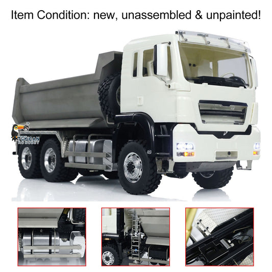 LESU 1/14 6*6 Metal Front Cylinder Hydraulic RC Dumper Truck Tipper Sound LED Light Motor Battery & Radio System & Charger