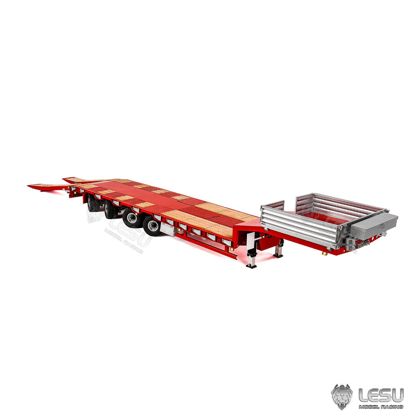 LESU 1/14 Metal Trailer Hydraulic Lifting Tailboard 4 Axles Steering Available Electric Support Legs for DIY RC Tractor Truck