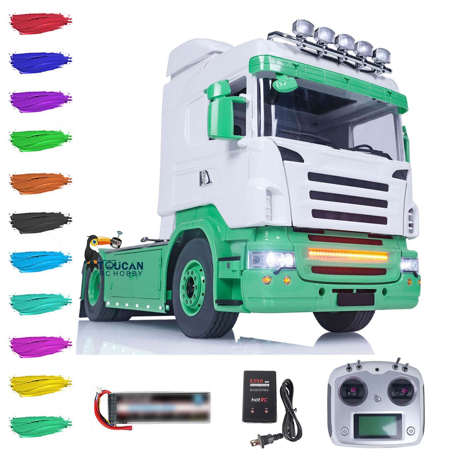 TOUCAN 1/14 4X4 RC Tractor Truck Metal Chassis Radio Control Trator Car with FlySky I6S ESC Servo Motor Painted Assembled