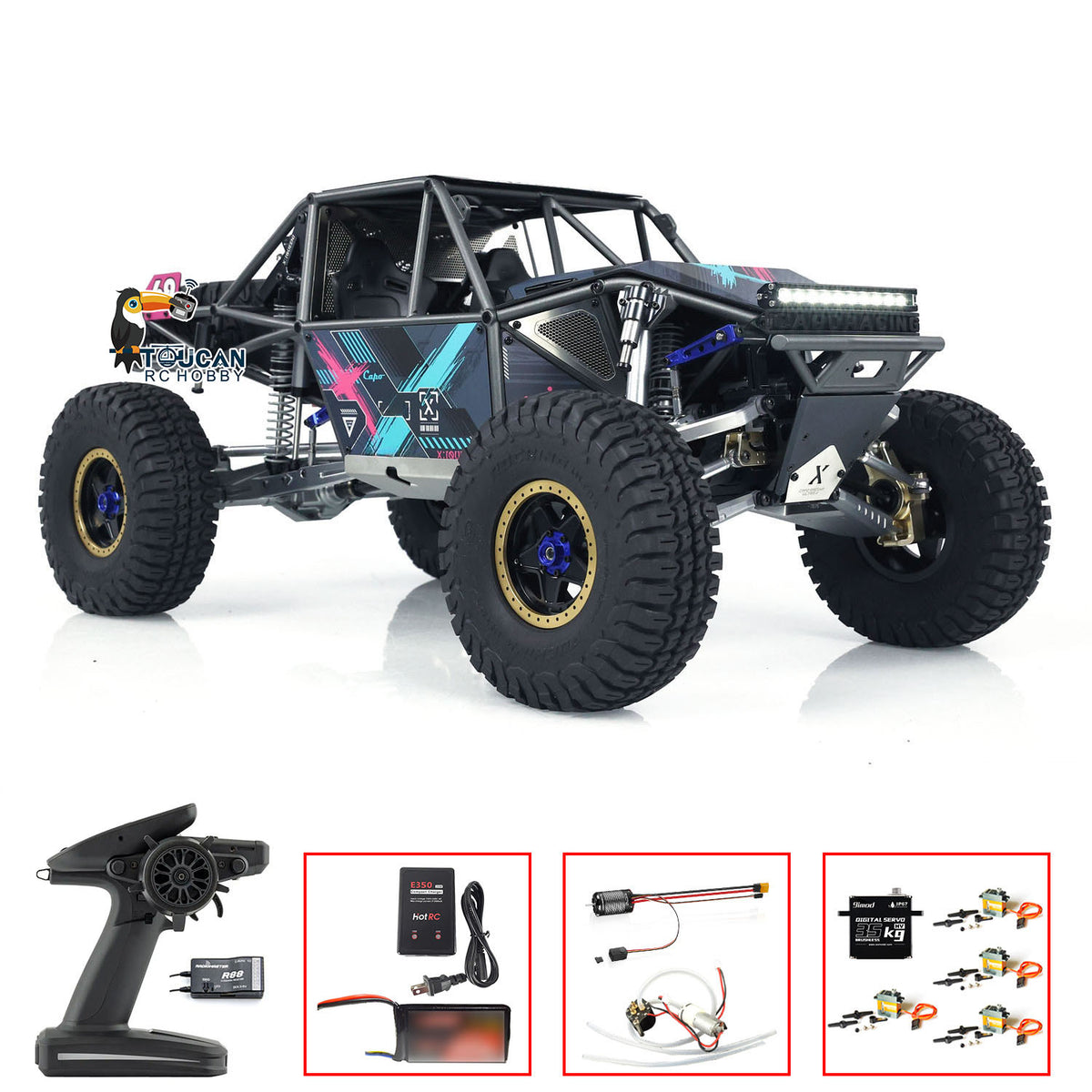 US Stock Capo U4 Queen CD1582X 1/8 4*4 Metal RC Crawler 2 Speed Radio Control Racing Vehicle Light Sounds Smoke Battery for RC Model Enthusiast