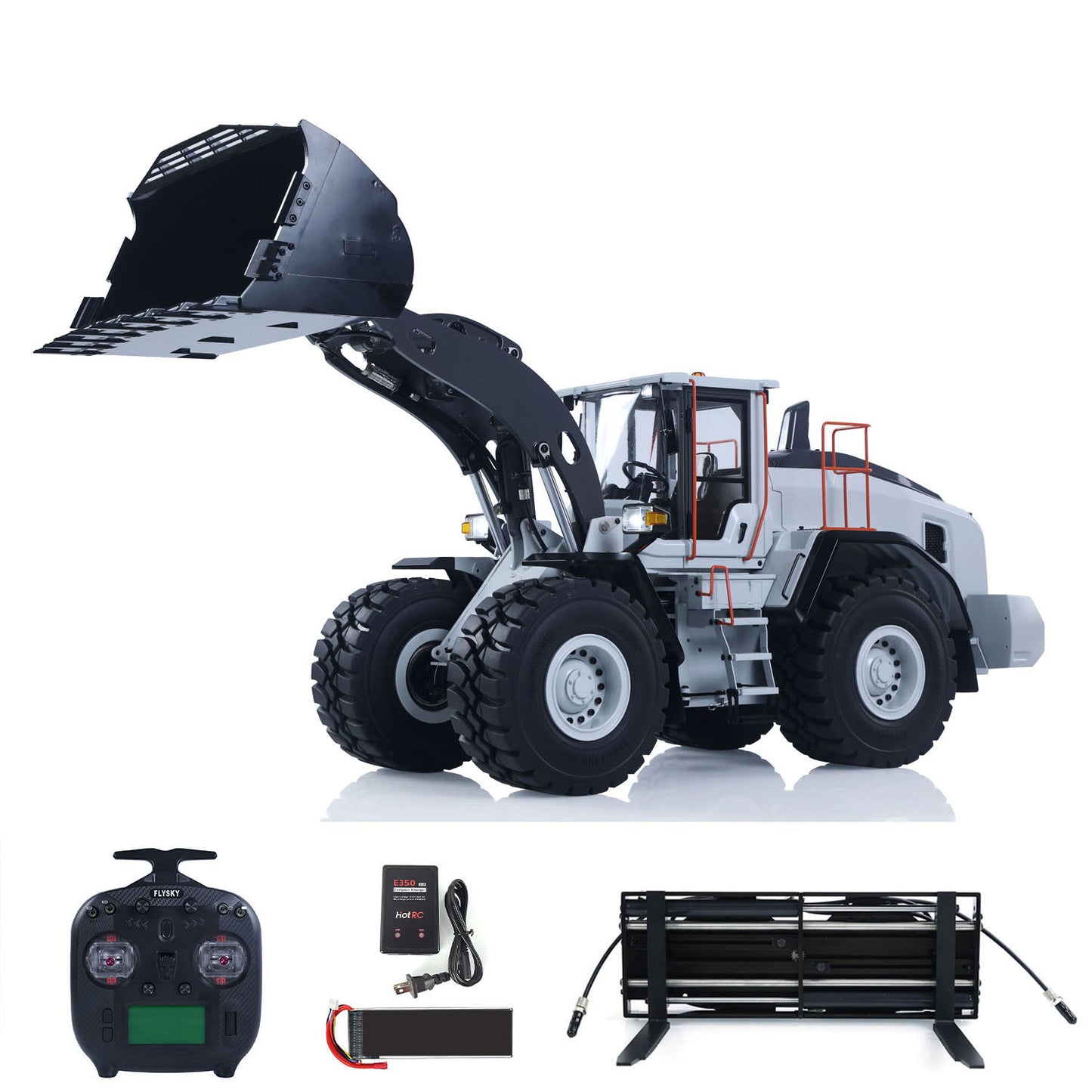 MTRC 1/14 RC Hydraulic Loader E260L Metal Radio Controlled Construction Vehicles Flysky ST8 Radio Brushless Motor LCD Screen Ready to Run