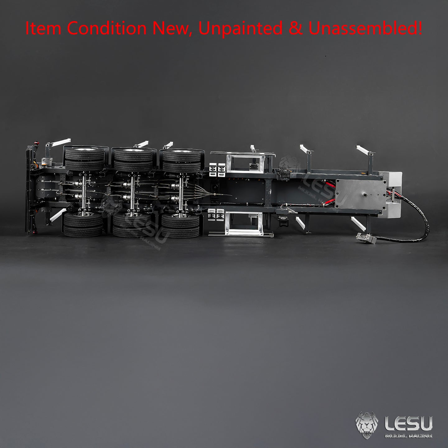 LESU 1/14 Metal RC Log Semi Trailer KIT Wood Transport Vehicle Light Electric Drum Brake Lifting Leg for TAMIYA Tractor Dumper Unassembled