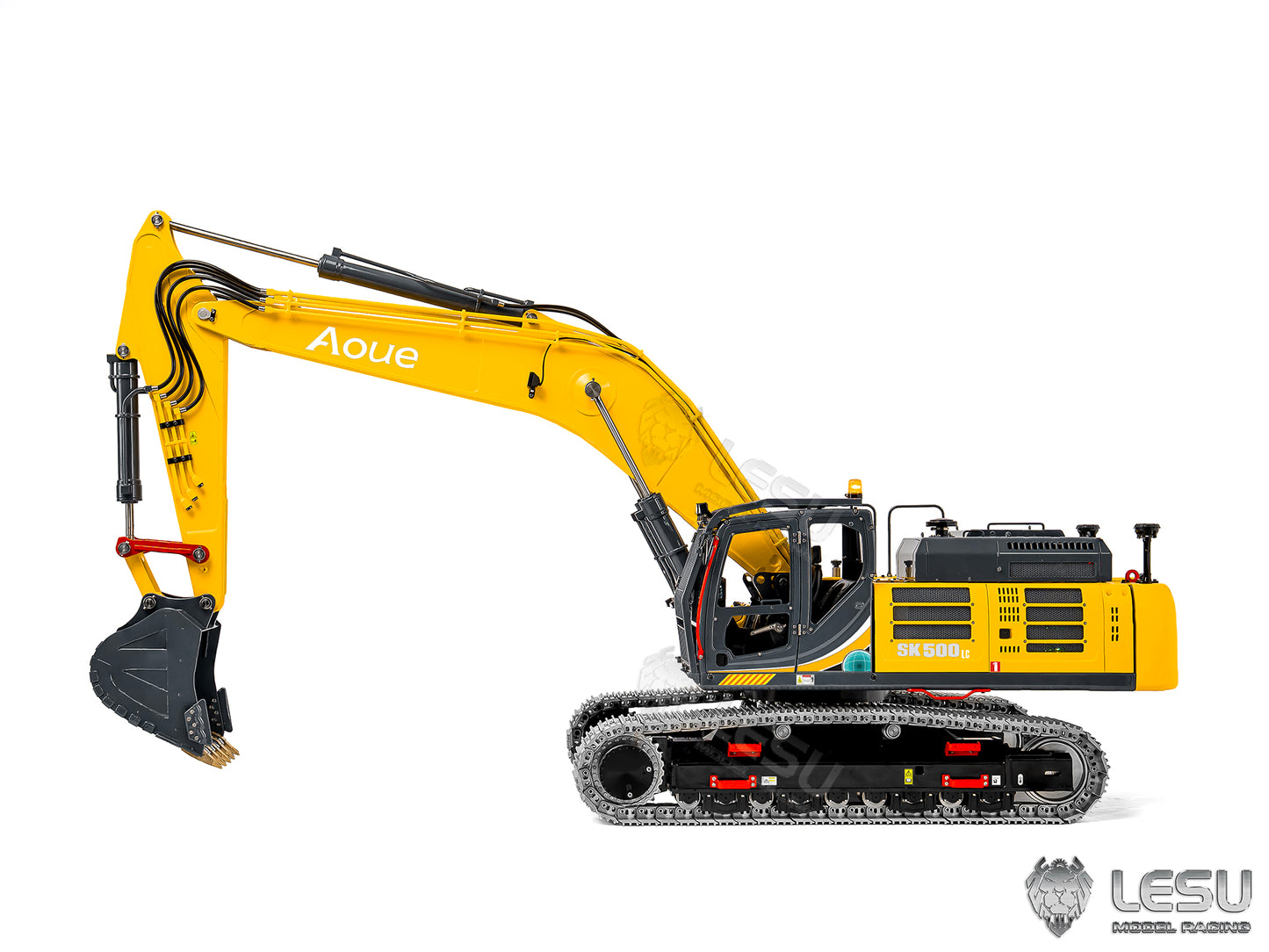 Metal LESU 1/14 Remote Control Hydraulic Tracked Excavator SK500 RC Digger 6CH Valve 3MAP Pump Brass Relief Valve Light System