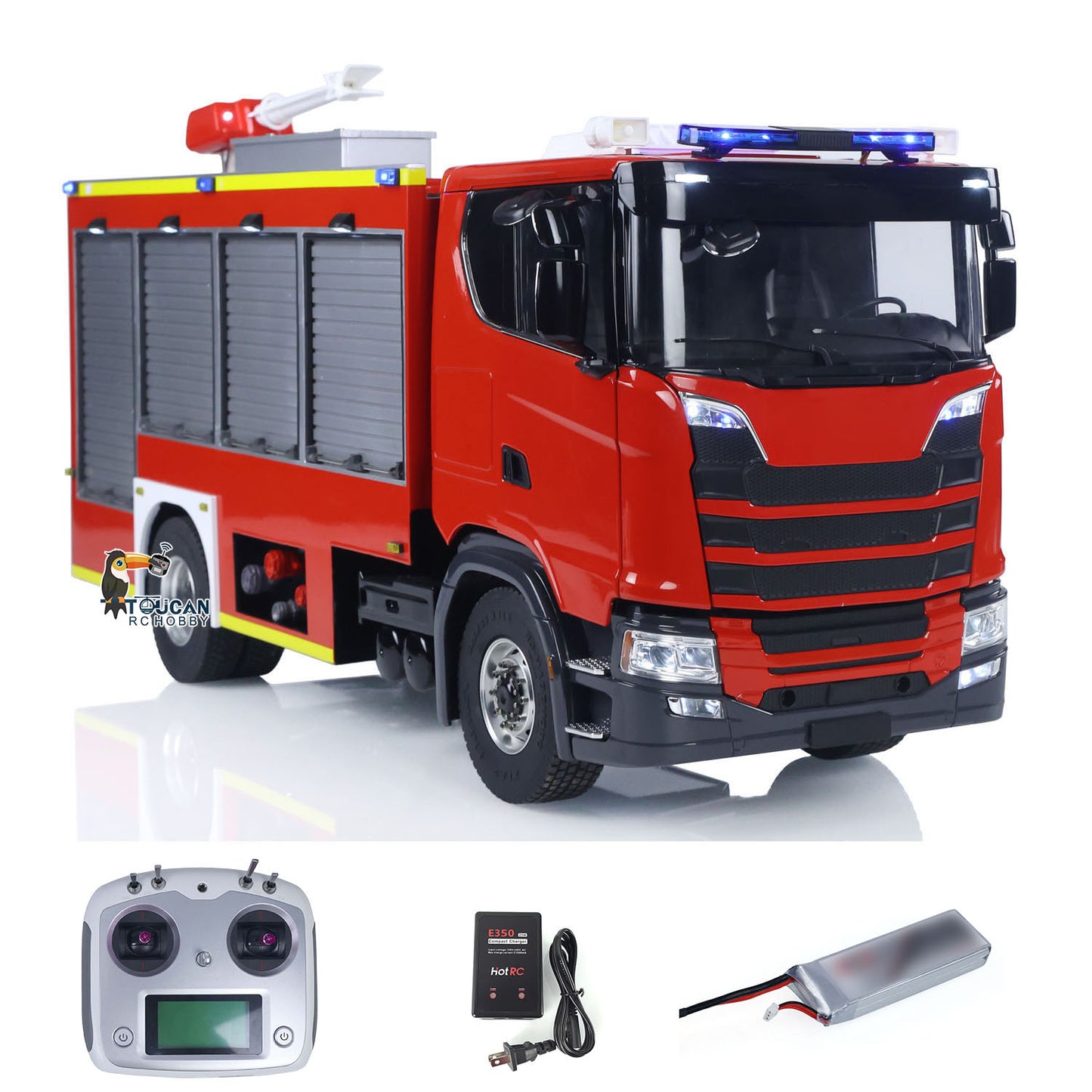 1/14 Electric Fire Truck SC 770S Remote Control Vehicle i6S Radio 11.1V Battery 2Speed Gerabox Water Spraying RC Model Car