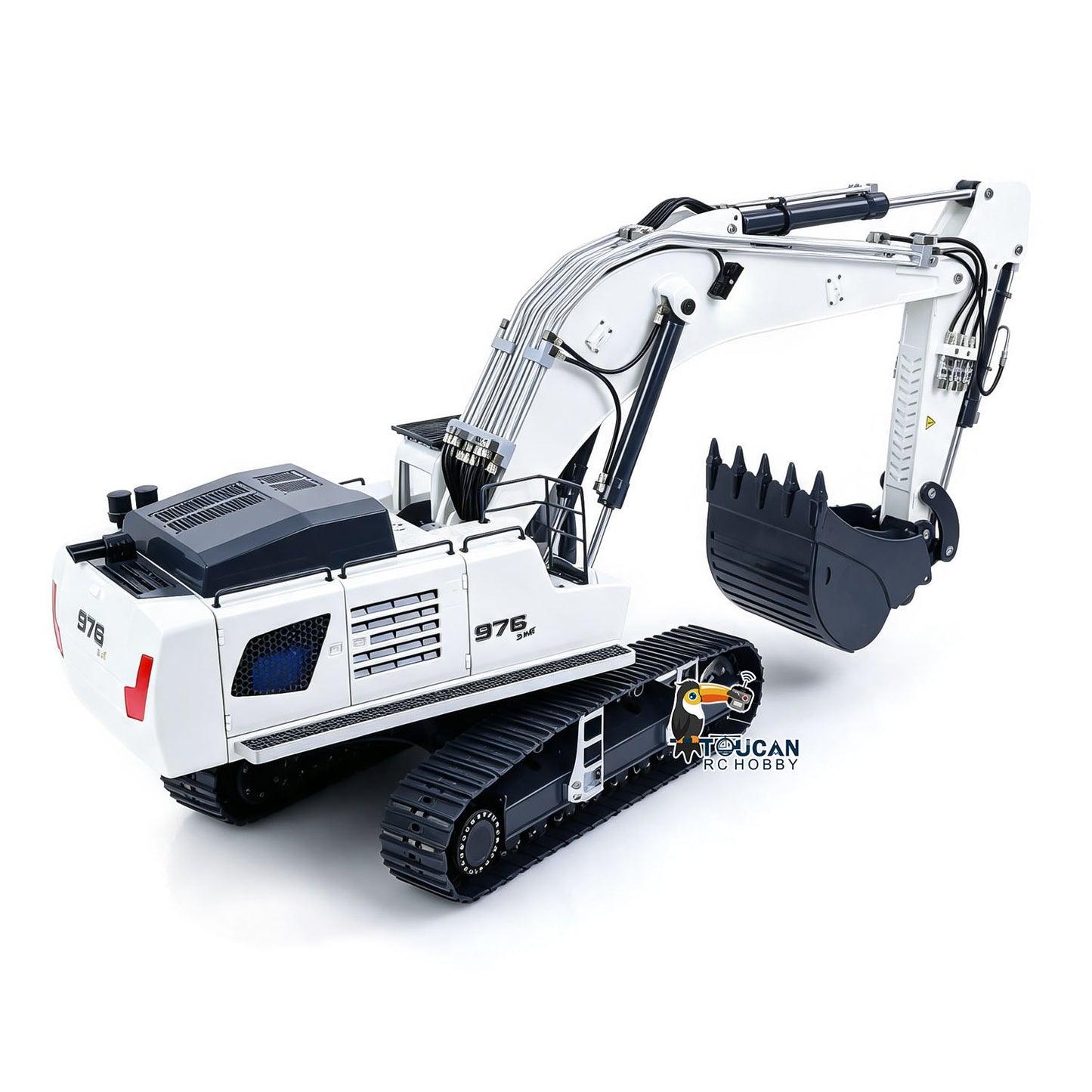 TOUCAN 1/12 Metal Hydraulic Remote Control Excavator LR976 6CH Valves RC Digger RTR Model Dual Pump Brushless Motor Light Sound System