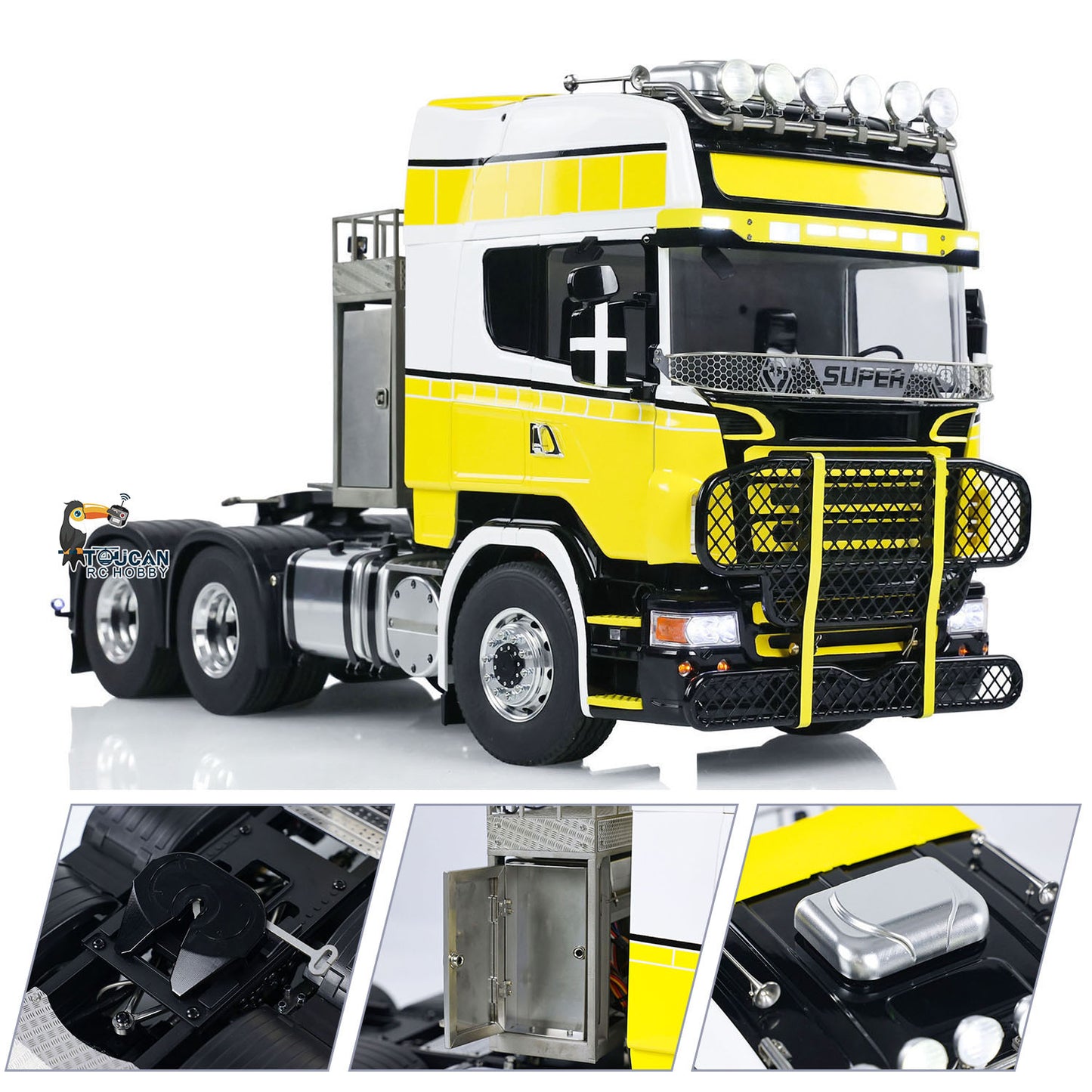 TOUCAN Metal Chassis 1/14 RC Tractor Truck 6x6 RTR Remote Control Car Simulation Model Sound Light ESC Servo Motor DIY Parts