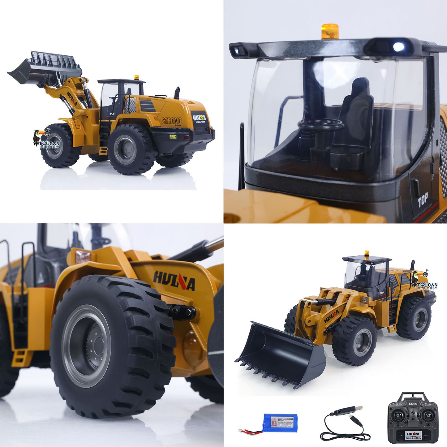 1/14 HUINA Toys 2.4G Radio Controlled Loader 1583 Electric Lifting System Lights Sound RC Construction Vehicles Assembled