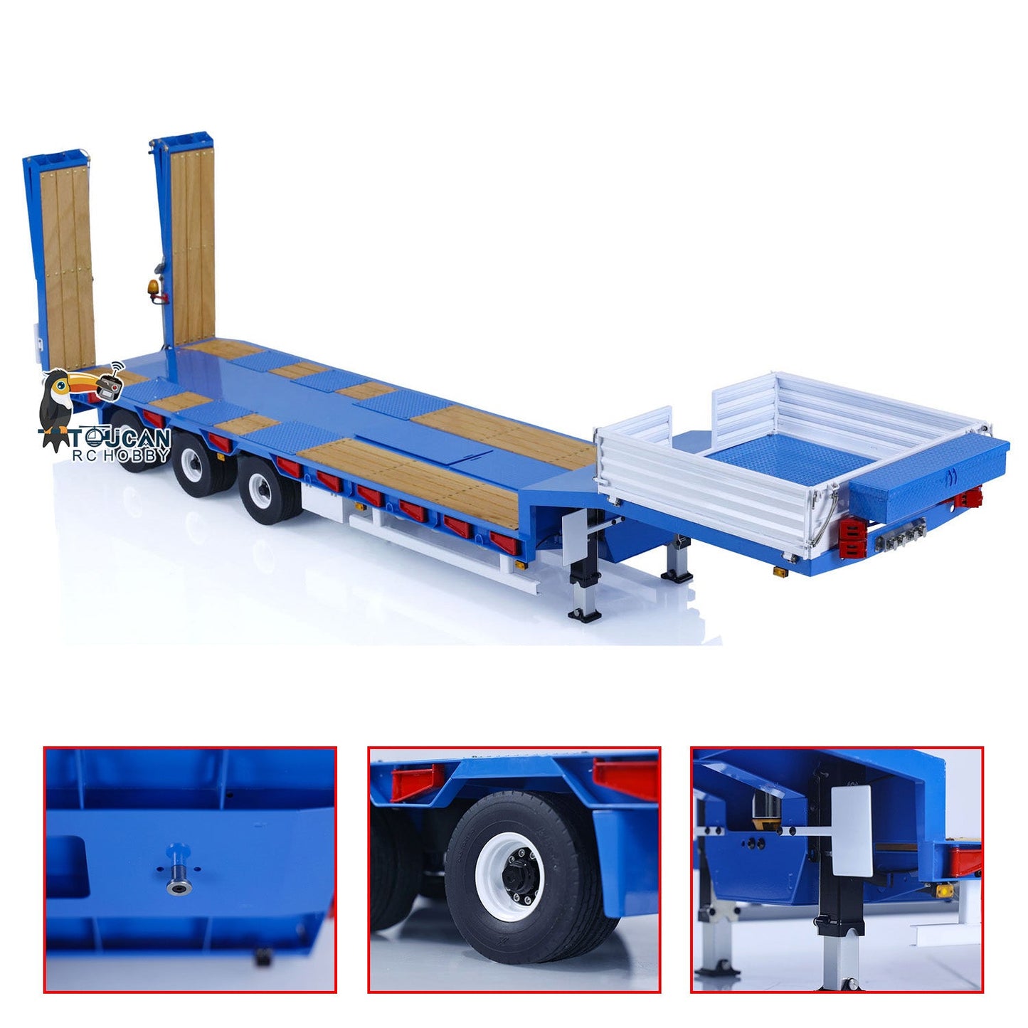 Metal Trailer for LESU 1/14 Hydraulic RC Truck Radio Control Tractor Construction Vehicle Hobby Model Lifting Tailboard RTR Verison