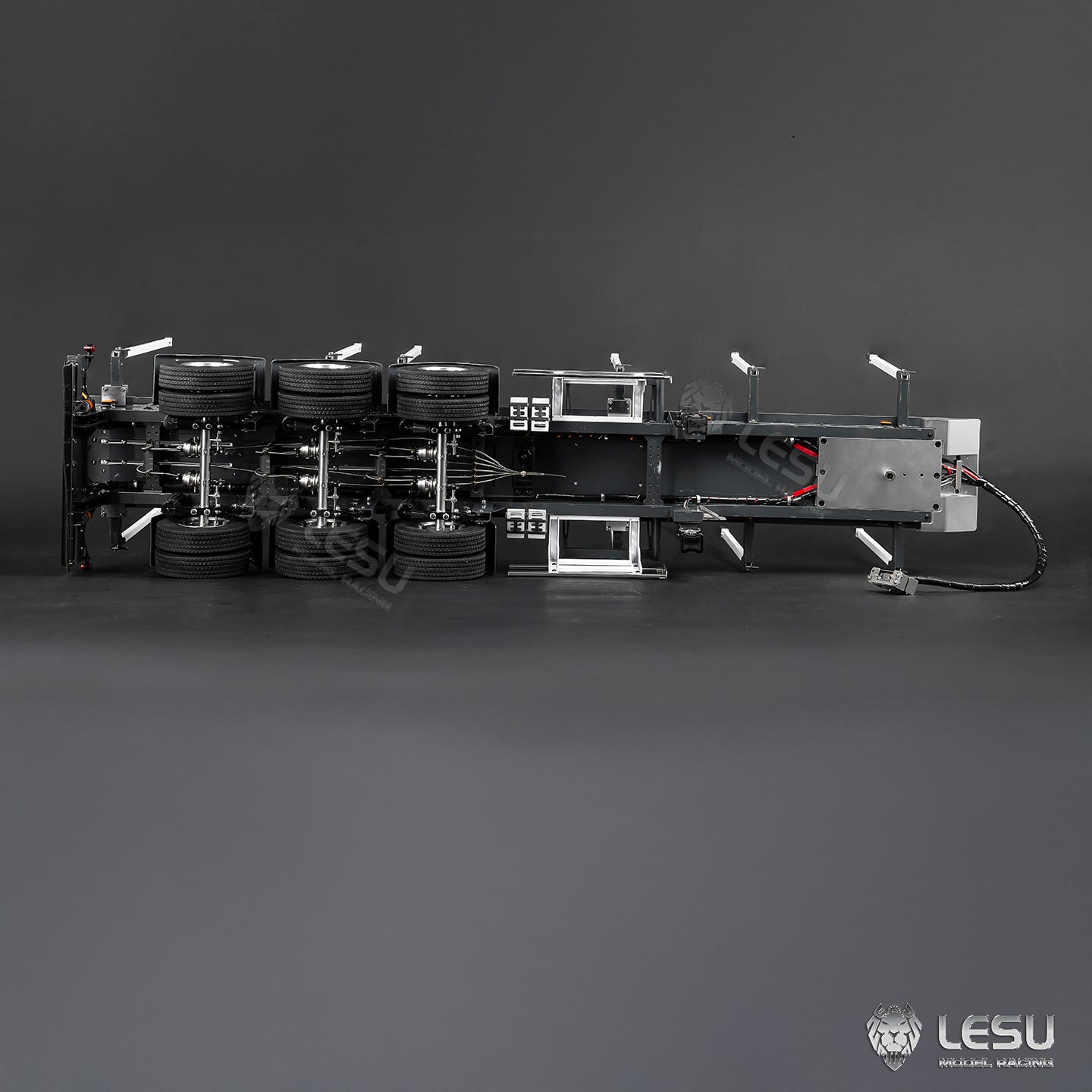 LESU 1/14 Metal Log Semi Trailer RC Wood Transport Car Light Electric Lifting Leg Servo-Controlled Drum Brake for TAMIYA Tractor Truck