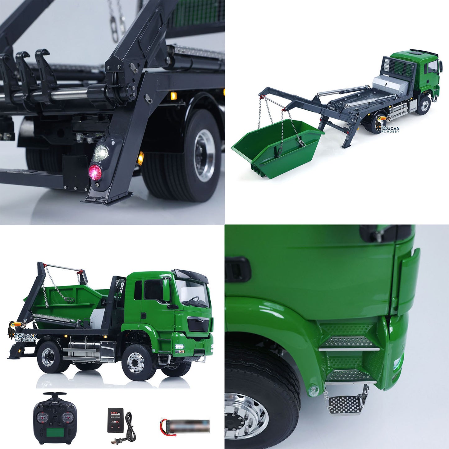 LESU Metal 1/14 RC Hydraulic Swing Arm Garbage Truck 4X4 Skip Loader RTR TGS Car