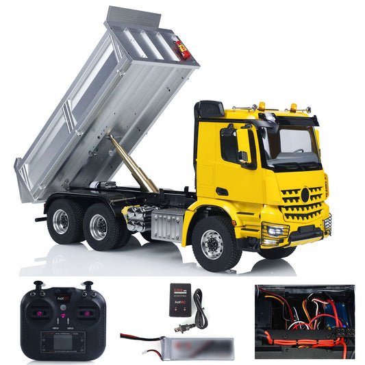 Fast Shipping RTR 1/14 RC Hydraulic Tipper 6X6 Metal Chassis 2Speed Model Car Remote Control Dumper Truck NO Lock Light Sound Radio Battery
