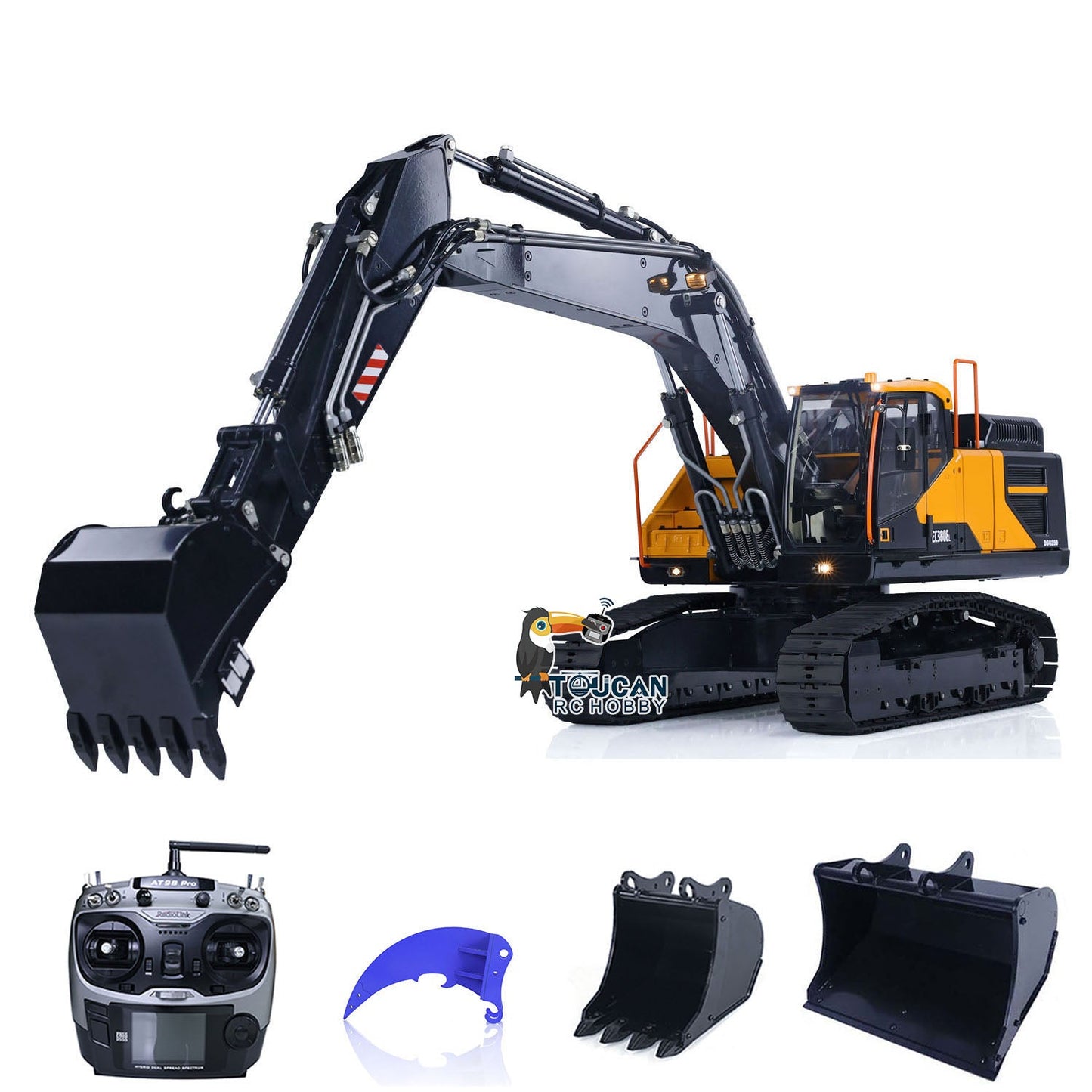 MTMODEL 1/14 2 Arms EC380 Metal RC Hydraulic Excavator Tracked Electric Wireless Control Digger Model Heavy Machine Vehicles