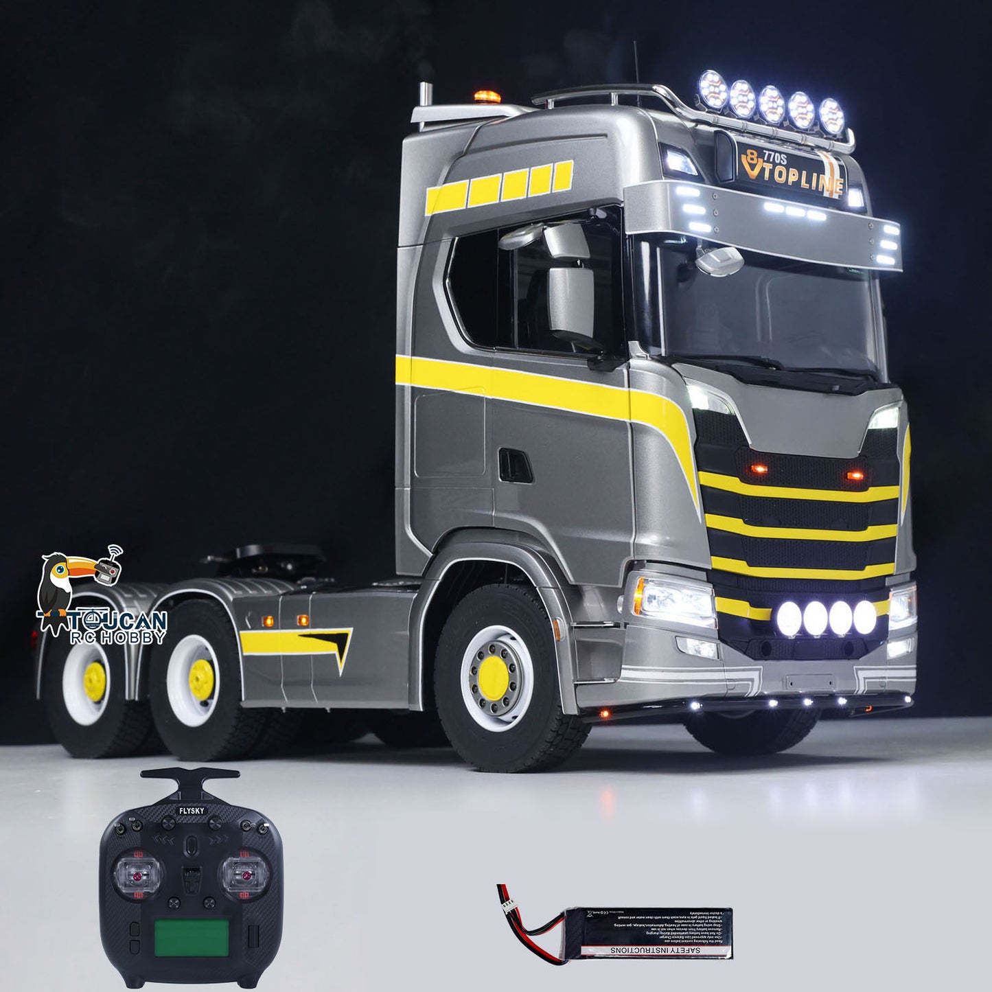 TOUCAN 1/14 RC Tractor Truck 770S RTR 3Speed Lorry 6X6 Metal Chassis Axle Locks Smoke Sound Light Chassis Suspension ST8 Battery