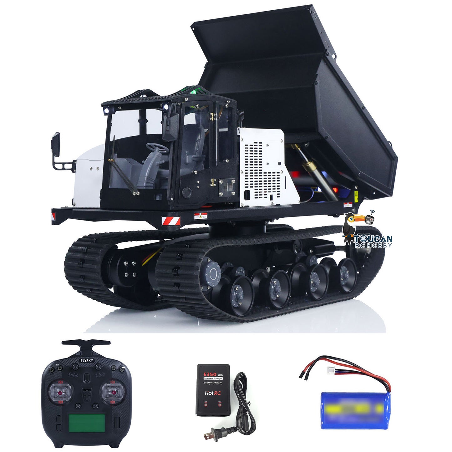 Fast Shipping Metal 1/14 RC Hydraulic Crawler Dump Truck T14R Radio Controlled Tracked Tipper RTR Construction Vehicle ST8 Light Sound Battery
