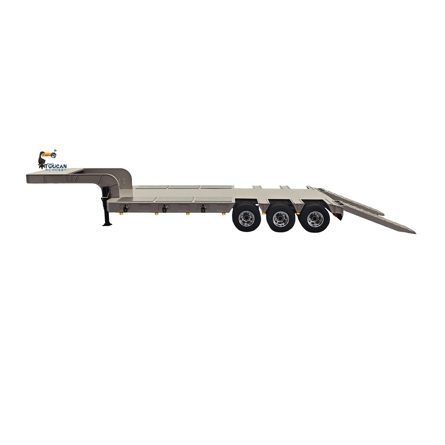 Metal 3Axles Gooseneck Low Flatbed Trailer Manual Support Legs for 1/14 Remote Control Tractor Truck 4151AK RC Lorry Car Model