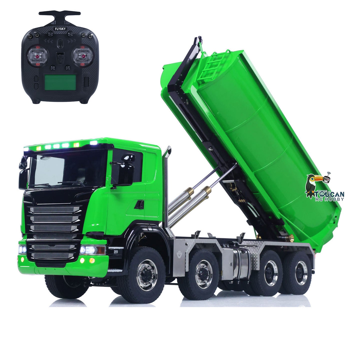 1/14 Hydraulic RC Roll On Off Dump Truck 8x8 3Speed Gearbox Remote Control Full Tipper SC 770S Axle Locks Metal Shafts