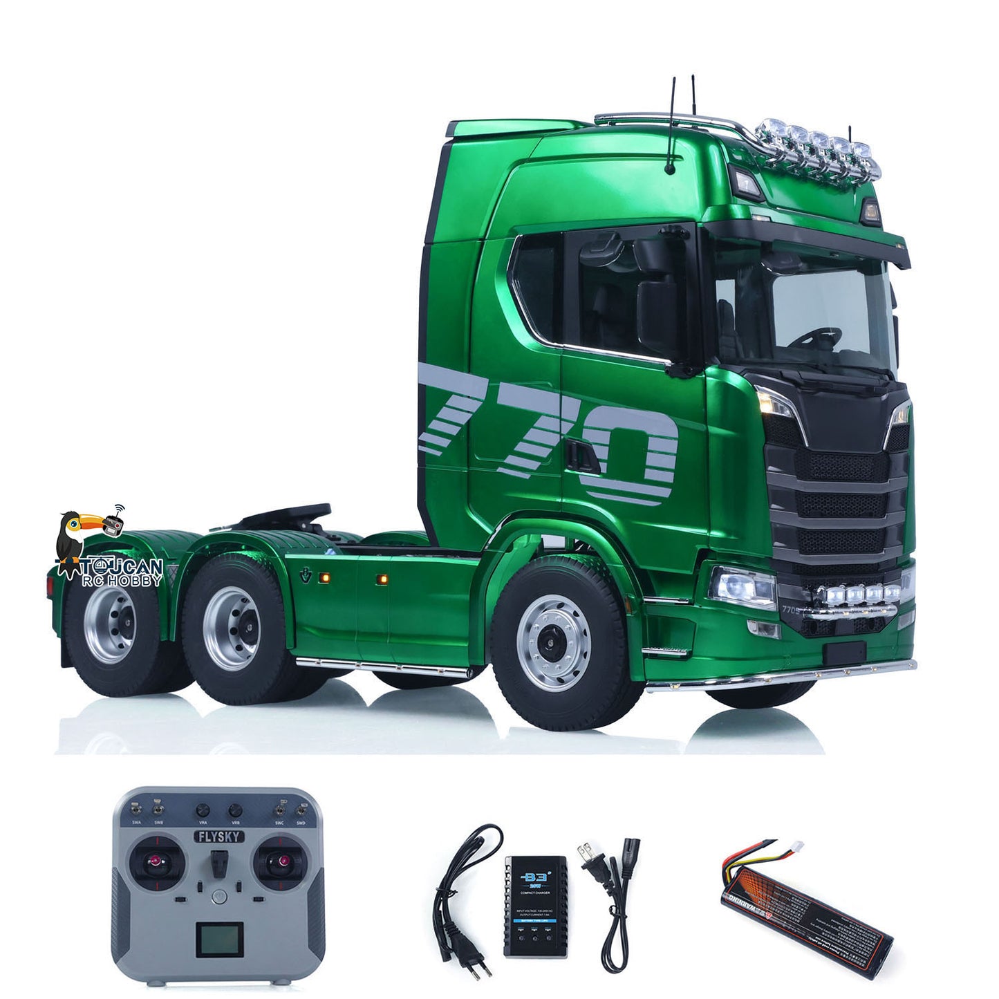 RTR TOUCAN 1/14 Romote Control Tractor Truck 770S 6*6 2Speed RC Lorry Car Axle Locks Openable Door Lights Sounds Smoke Unit Ready to Run