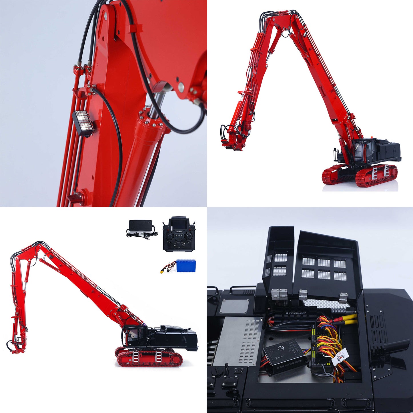 CUT 1/14 K970-300 Metal RC Hydraulic Excavators Model Remote Control Demolition Machine 5048 Brushless Motor CNC Alloy Chassis