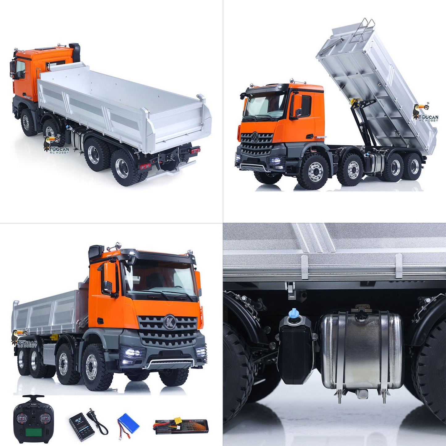 1/14 Kabolite K3367 8x8 Metal Hydraulic RC Tipper Remote Control Dump Truck Sonud Light 2Speed Model Battery ST8 Radio Axle Lock