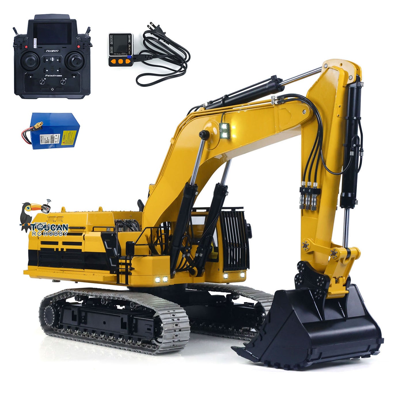 55KG! 1/12 Metal Remote Control Hydraulic Tracked Excavator 395F RC Digger 2830 Brushless Motor Dual Pump System Flysky Radio