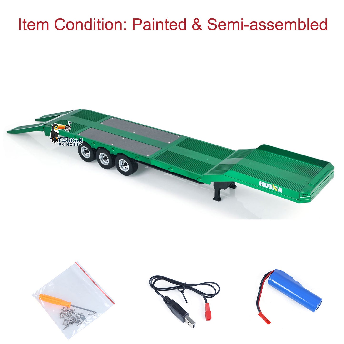 HUINA 1/18 Plastic Flatbed Semi Trailer 1502 for Radio Controlled Tractor Truck 1501 RC Model Electric Support Legs Battery No Light