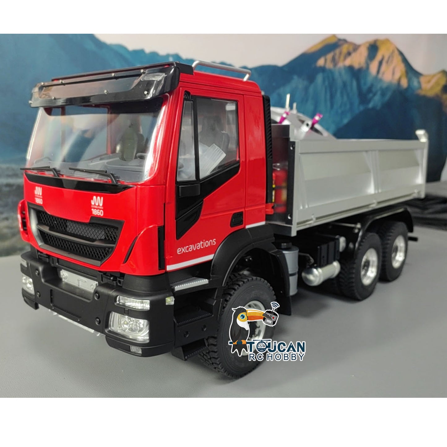 1/14 Hydraulic RC Dump Truck 6x6 Remote Control Tipper Car PNP Model LED Light 2-speed Gearbox Assembled and Painted FlySky I6S