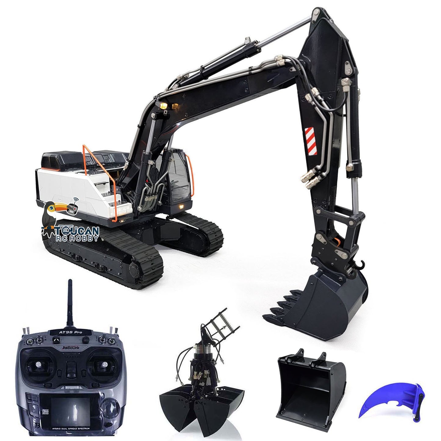 MTModel 1/14 2 Arms Metal EC380 RC Diggers Remote Control Hydraulic Excavator Assembled and Painted Vehicle Car Model Heavy Machine