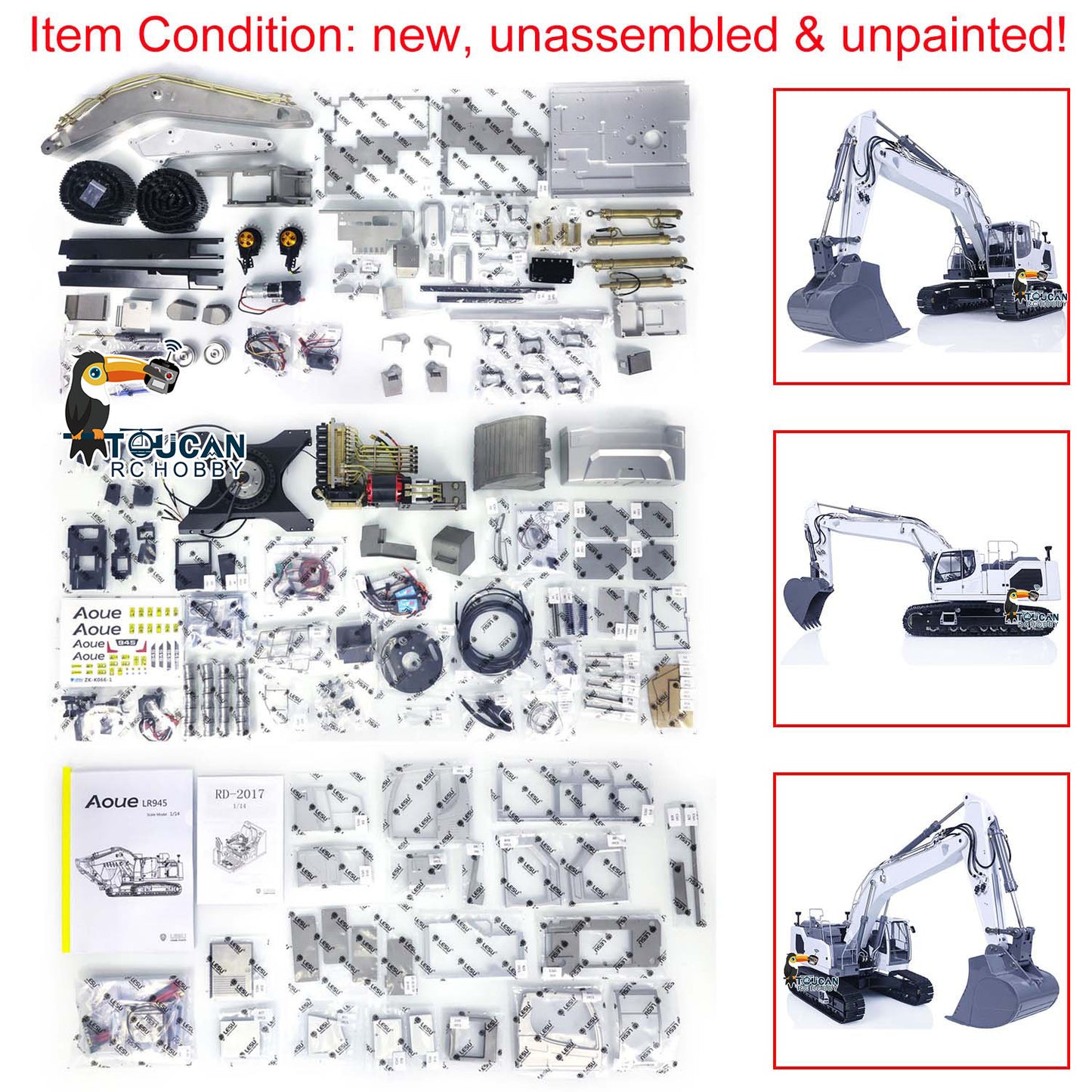 1/14 Metal LESU LR945 RC Hydraulic Excavator PL18EV Lite RTR Engineering Vehicle KIT/RTR Versions for Options 795*268*257mm