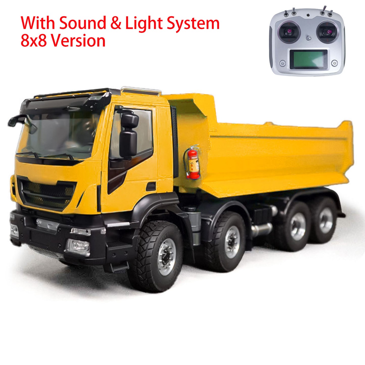 1/14 8x8 Hydraulic RC Dump Truck Metal Remote Control Tipper Car Sound Light 2-speed Dump Assembled and Painted Sound Light System